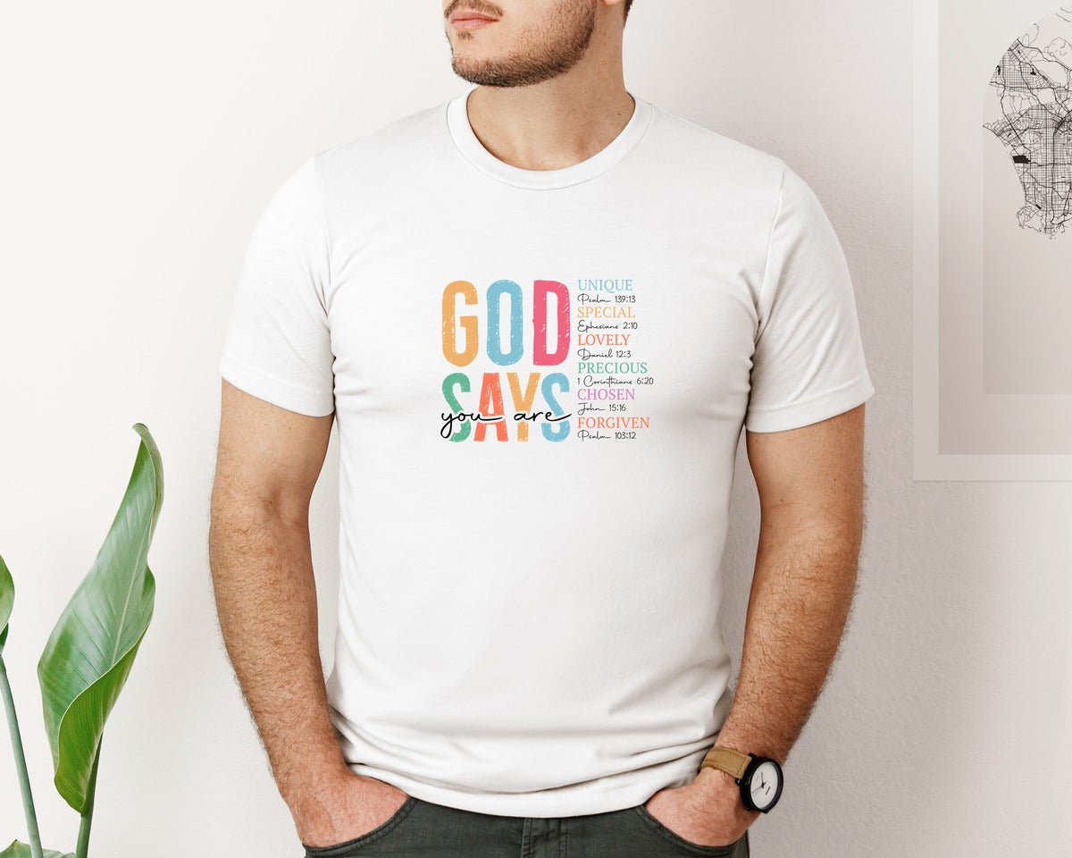 brand:Bella Canvas|color:White|Elegant Boho Christian Bible Verse 3 Graphic T-Shirt