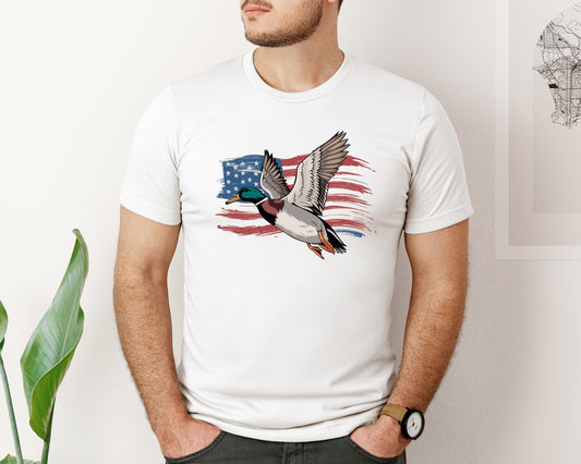 Mallard Duck Usa Flag Design Graphic T-Shirt