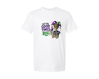 brand:Generic|color:White|Let The Good Times Roll Mardi Gras 4 Graphic T-Shirt