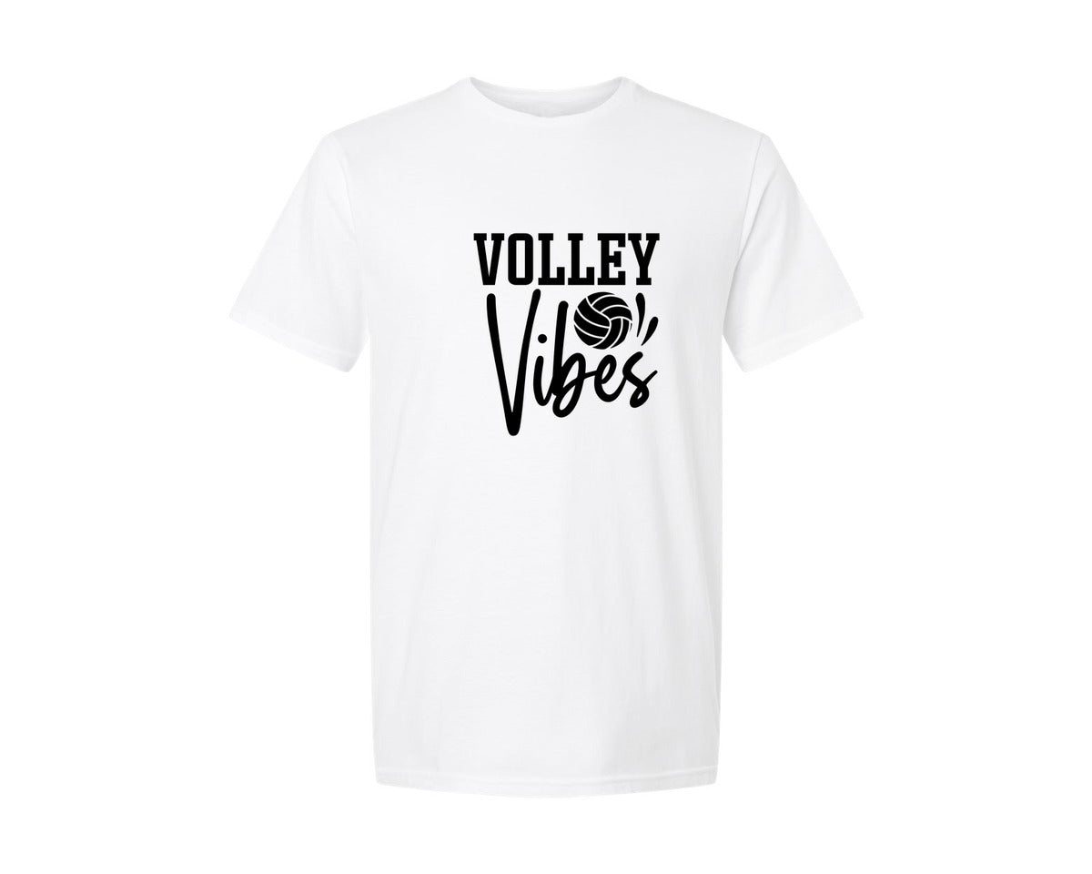 brand:Generic|color:White|Volley Vibes Volleyball Mom Graphic T-Shirt