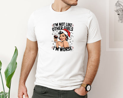 brand:Bella Canvas|color:White|Funny Girl Christmas Design Graphic T-Shirt
