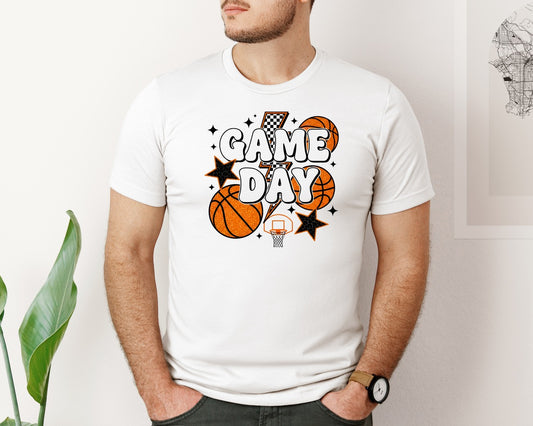 Glitter Basketball Game Day Graphic T-Shirt