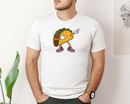 brand:Bella Canvas|color:White|Dabbing Taco Funny Dancing Taco Graphic T-Shirt