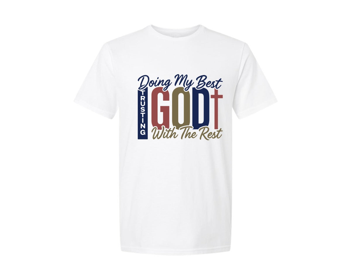 brand:Generic|color:White|Trusting God Christian Quotes 2 Graphic T-Shirt
