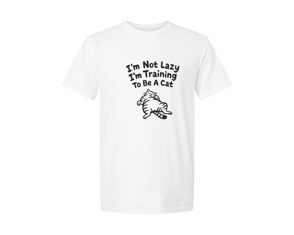 brand:Generic|color:White|Im Not Lazy Im Training To Be A Cat 2 Graphic T-Shirt