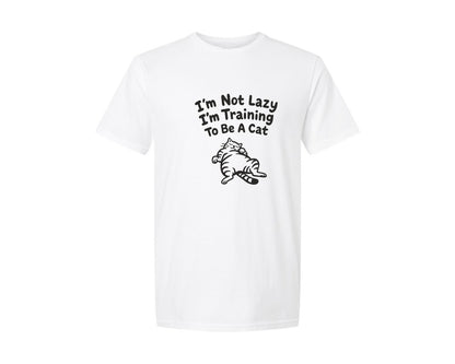 brand:Generic|color:White|Im Not Lazy Im Training To Be A Cat 2 Graphic T-Shirt