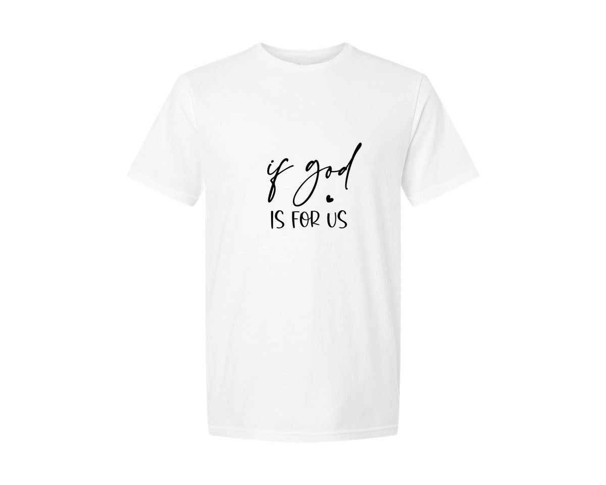 brand:Generic|color:White|If God Is For Us Sleeve Design Graphic T-Shirt