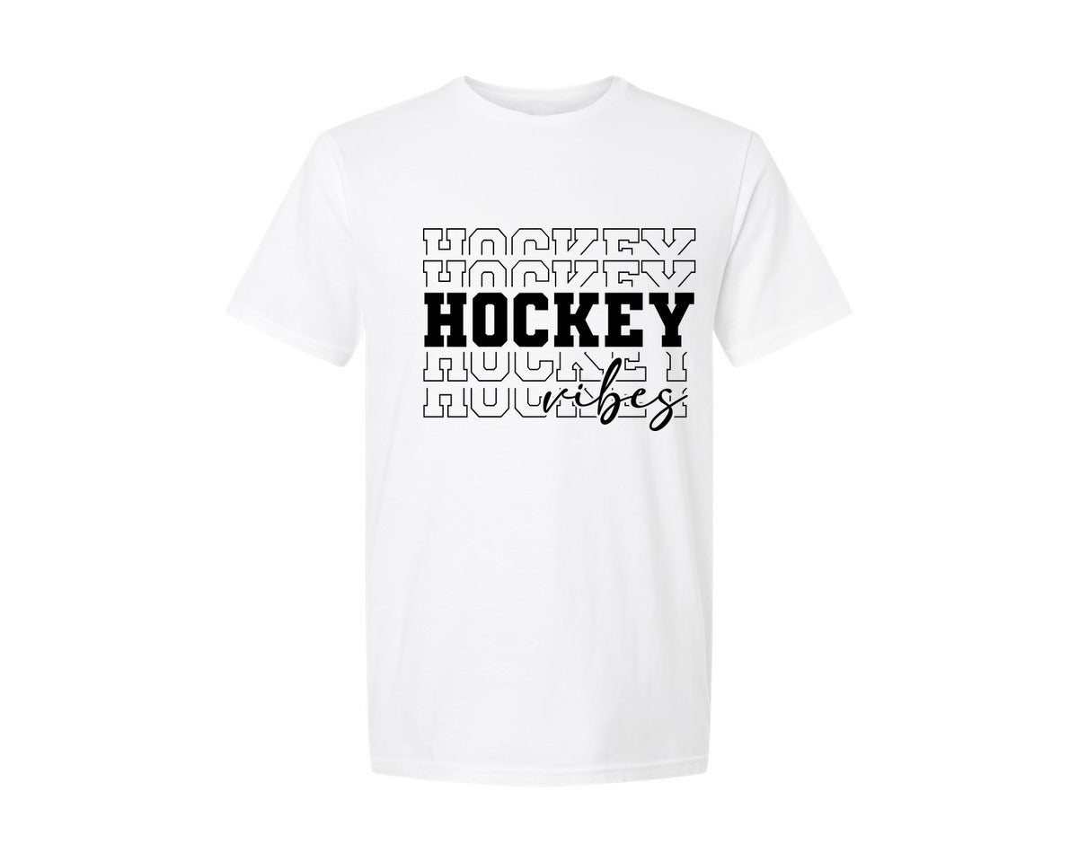 brand:Generic|color:White|Hockey Vibes Hockey T Shirt Graphic T-Shirt