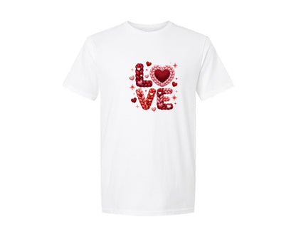 brand:Generic|color:White|Faux Yarn Love Valentine 4 Graphic T-Shirt