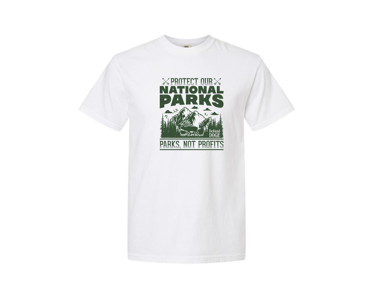 brand:Comfort Colors|color:White|Protect Our National Parks Defund Doge 2 Graphic T-Shirt
