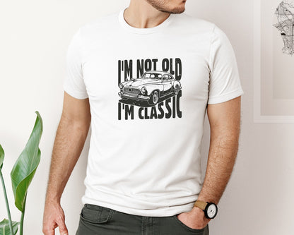 brand:Bella Canvas|color:White|Im Not Old Im Classic Vintage Car 3 Graphic T-Shirt