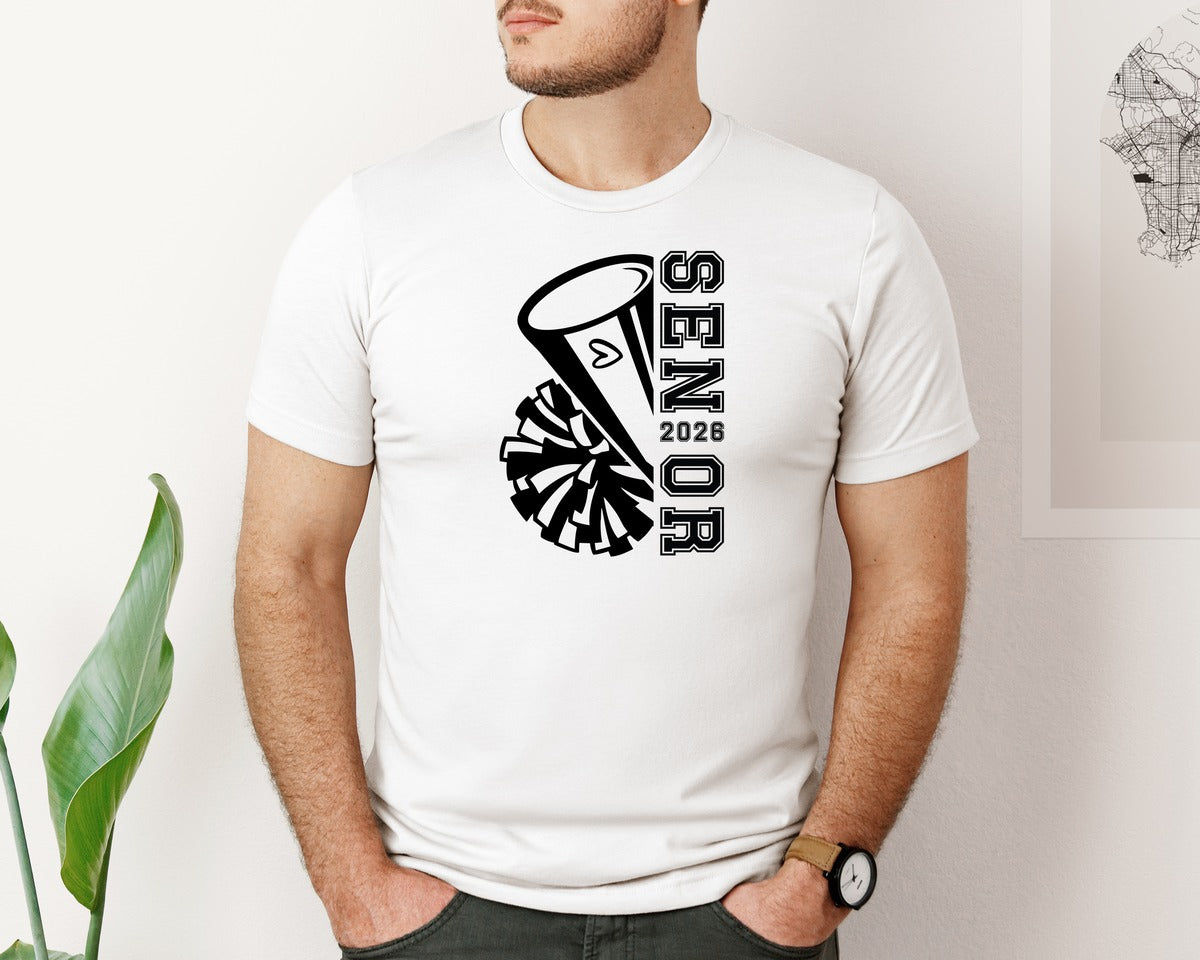 brand:Bella Canvas|color:White|Cheer Senior 2026 Cheerleader 2026 Graphic T-Shirt
