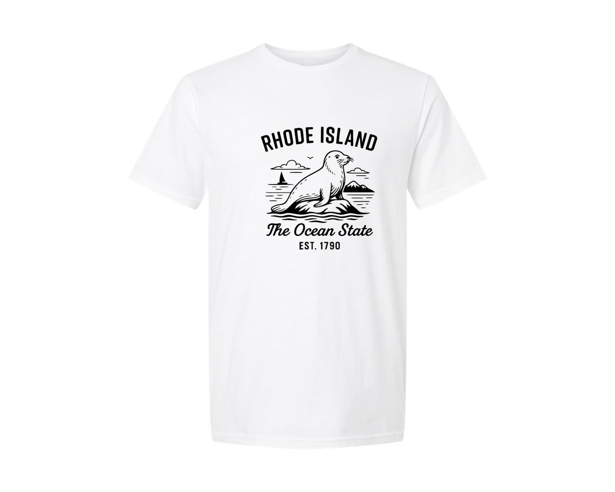 brand:Generic|color:White|Rhode Island The Ocean State Graphic T-Shirt