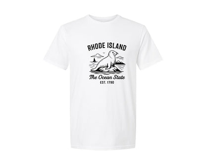brand:Generic|color:White|Rhode Island The Ocean State Graphic T-Shirt