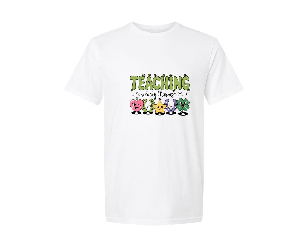 brand:Generic|color:White|Teaching Lucky Charms Patrick Day Graphic T-Shirt
