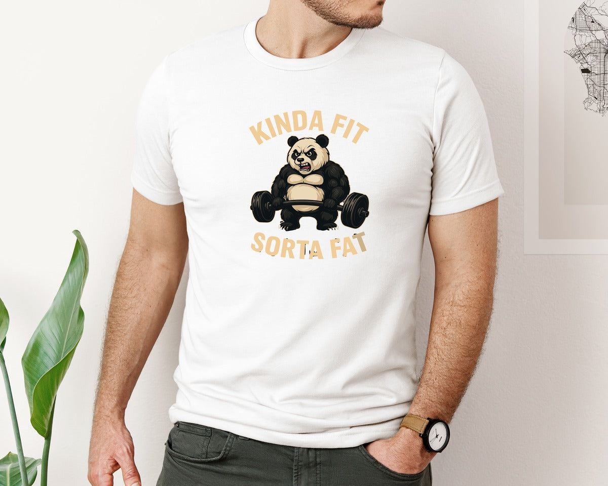brand:Bella Canvas|color:White|Funny Gym Panda Workout Quotes Graphic T-Shirt