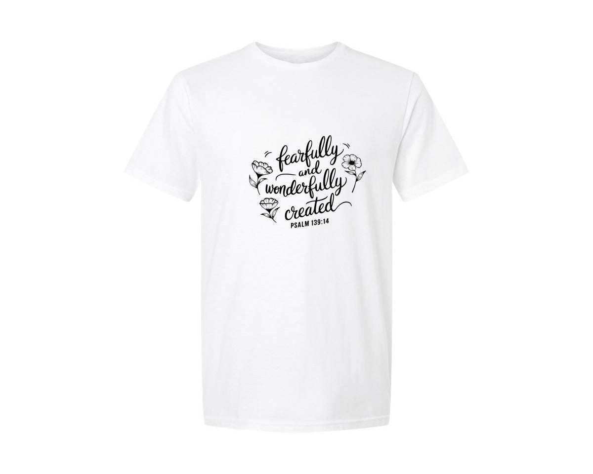 brand:Generic|color:White|Fearfully And Wonderfully Created Psalm 4 Graphic T-Shirt