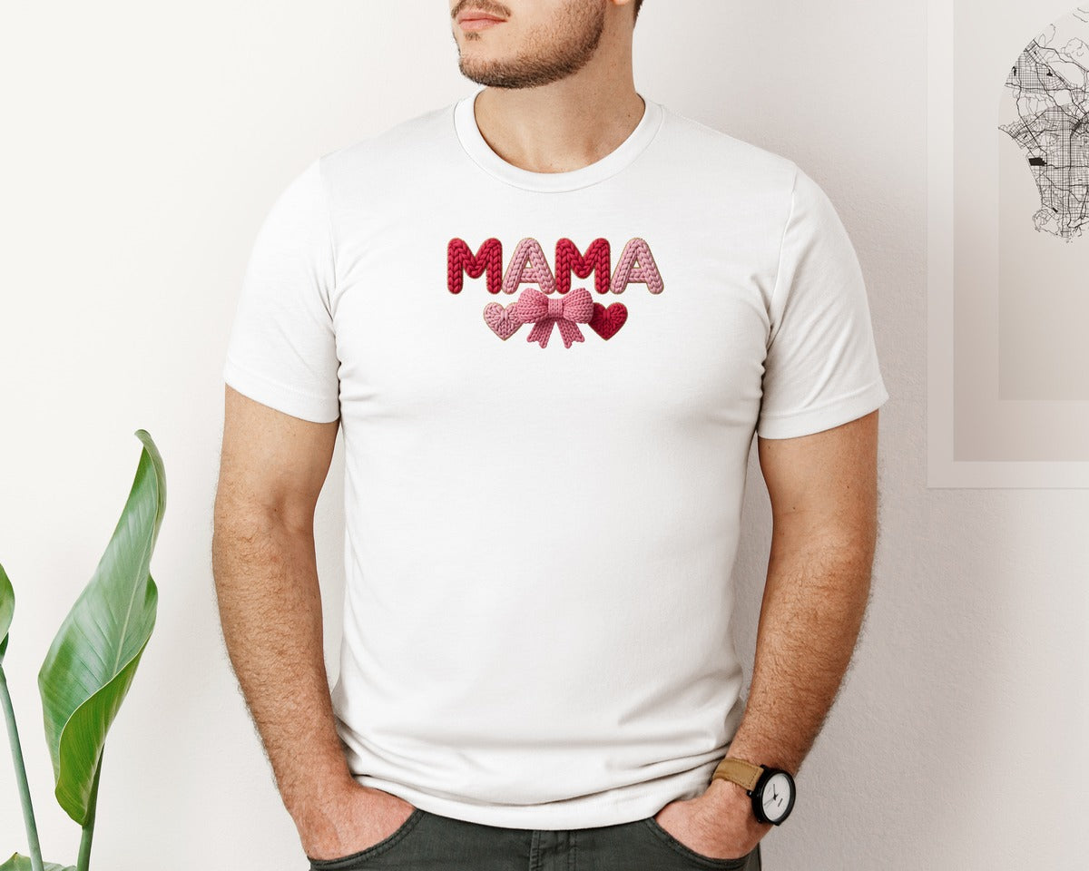 brand:Bella Canvas|color:White|Crochet Mama Valentine Graphic T-Shirt