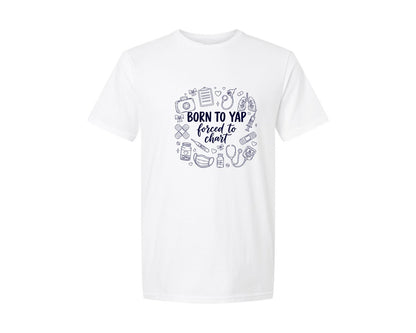 brand:Generic|color:White|Born To Yap Forced To Chart Graphic T-Shirt