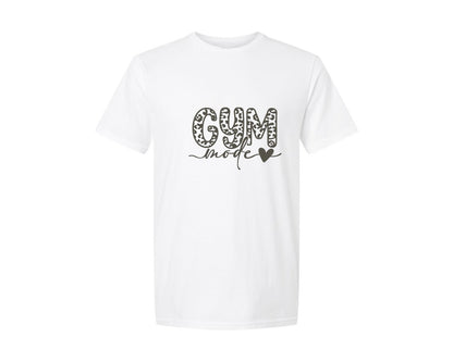 brand:Generic|color:White|Gym Mode Cheetah Print Graphic T-Shirt