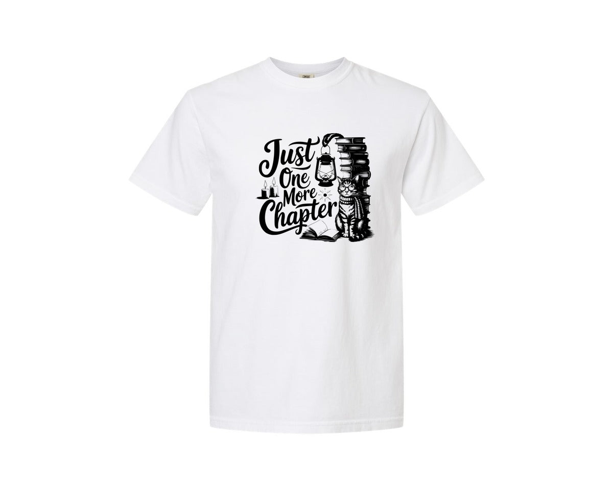 brand:Comfort Colors|color:White|Just One More Chapter T Shirt Design Graphic T-Shirt