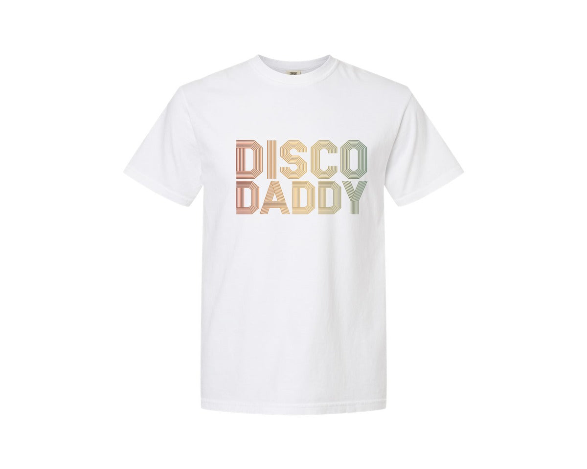 brand:Comfort Colors|color:White|Disco Daddy Retro Old School Graphic T-Shirt