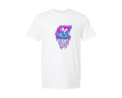 brand:Generic|color:White|67 Viral Meme Dripping Basketball Graphic T-Shirt