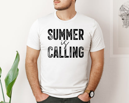 brand:Bella Canvas|color:White|Summer Is Calling Distressed Retro Graphic T-Shirt