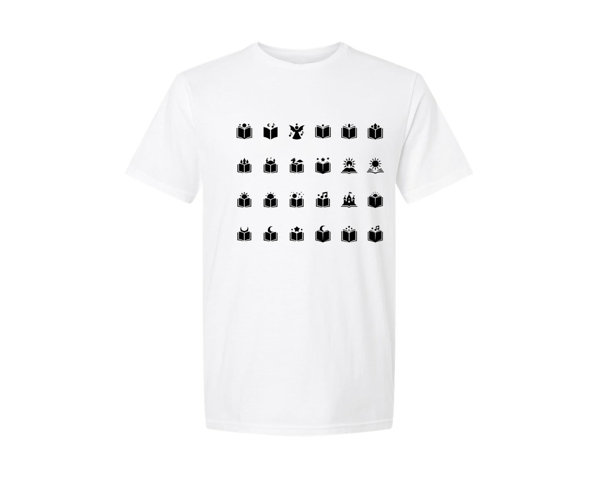 brand:Generic|color:White|Open Book With Fantasy Graphic T-Shirt