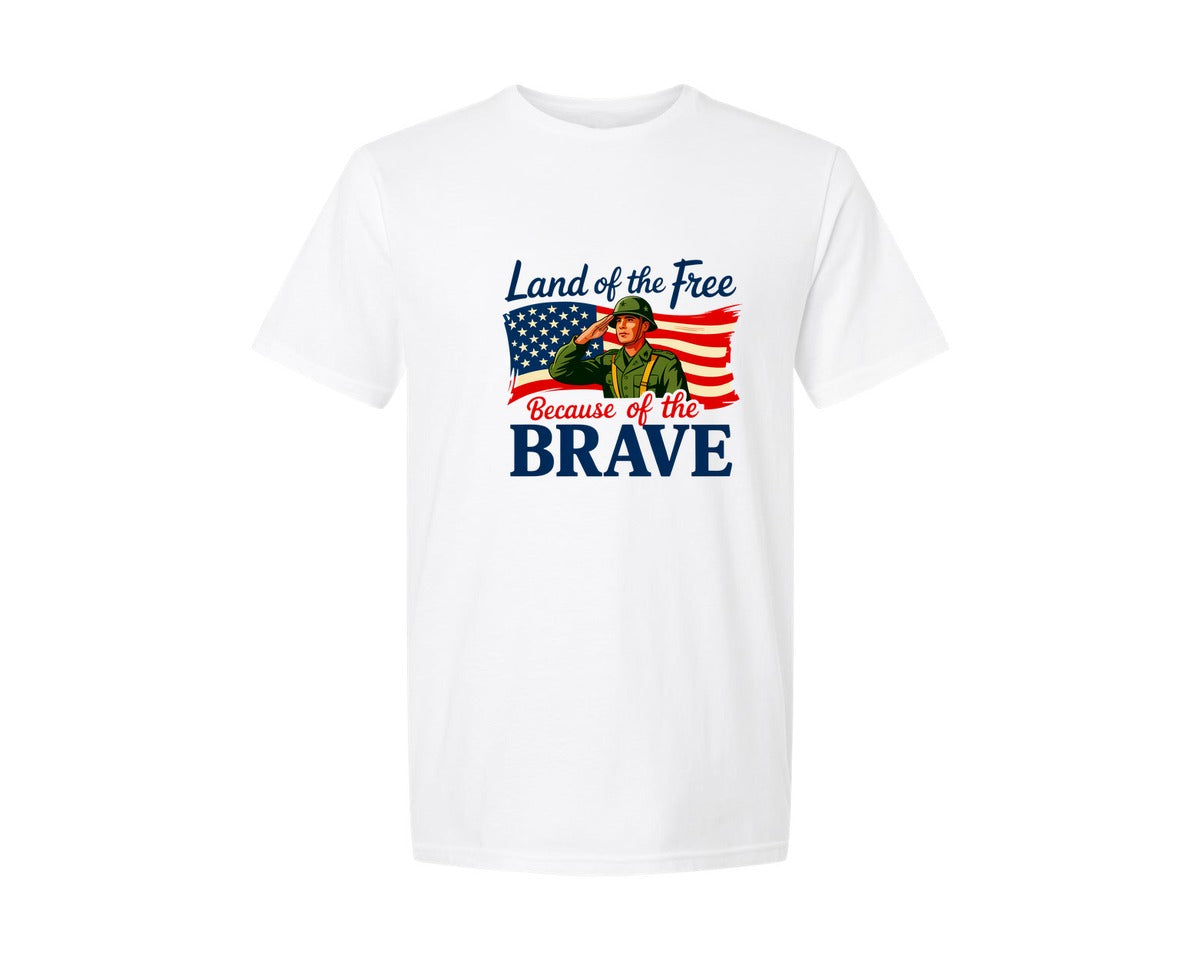 brand:Generic|color:White|Land Of The Free Patriotic 3 Graphic T-Shirt