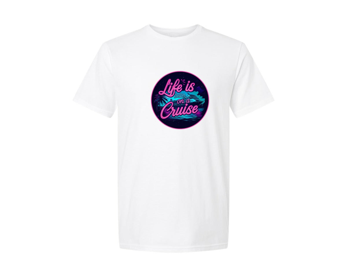 brand:Generic|color:White|Life Is Better On A Cruise Ship Graphic T-Shirt