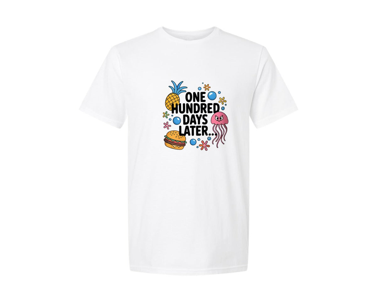brand:Generic|color:White|One Hundred Days Later 100 Days Desi Graphic T-Shirt