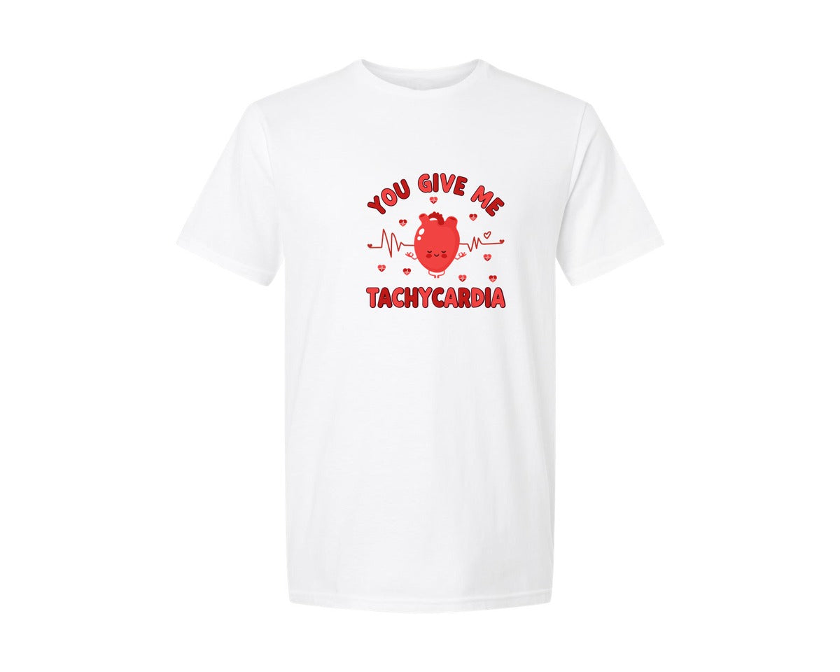 brand:Generic|color:White|Tachycardia Valentines Day T Shirt Graphic T-Shirt
