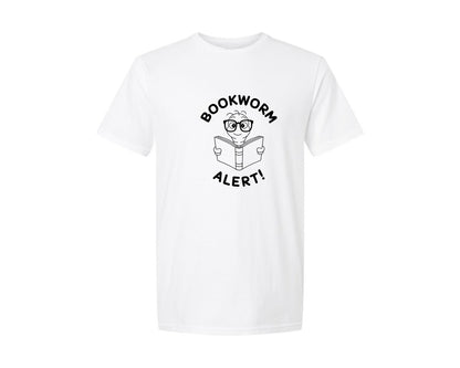 brand:Generic|color:White|Bookworm Alert Funny Nerdy Book Reader Graphic T-Shirt