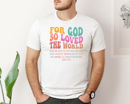 brand:Bella Canvas|color:White|Christian John 316 Groovy Bible Verse Graphic T-Shirt