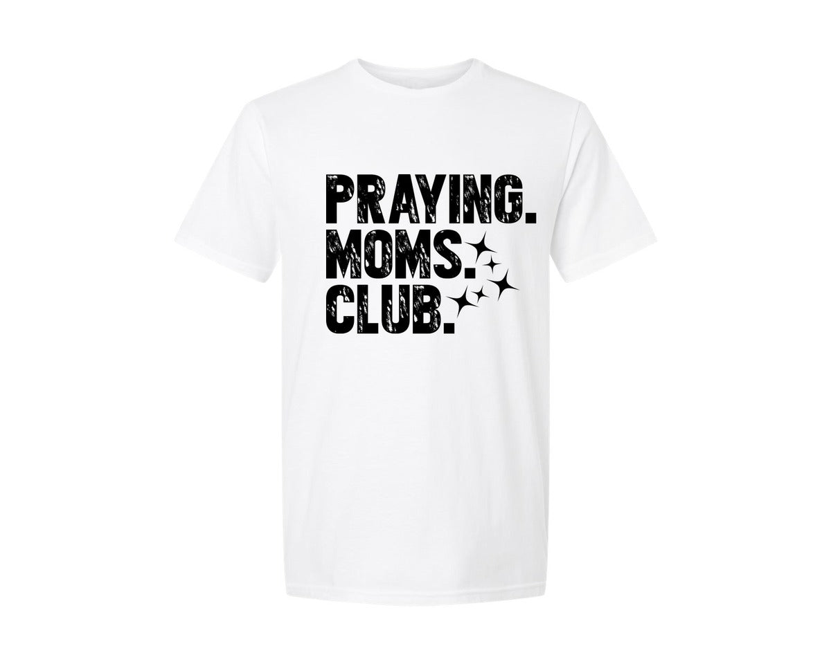 brand:Generic|color:White|Praying Moms Club Grunge Christi Graphic T-Shirt