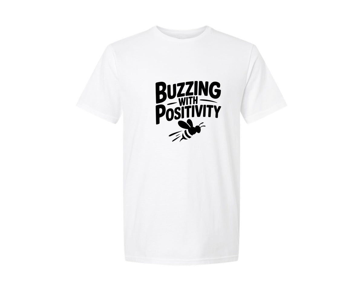 brand:Generic|color:White|Buzzing With Positivity Bee Graphic T-Shirt