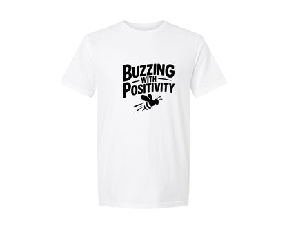 brand:Generic|color:White|Buzzing With Positivity Bee Graphic T-Shirt