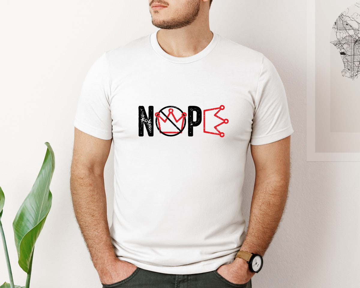 brand:Bella Canvas|color:White|No Kings Protest Sign Nope Graphic T-Shirt