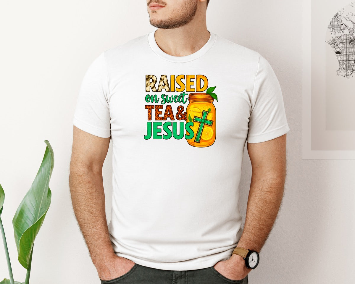 brand:Bella Canvas|color:White|Raised On Sweet Tea And Summer T Shirt Graphic T-Shirt