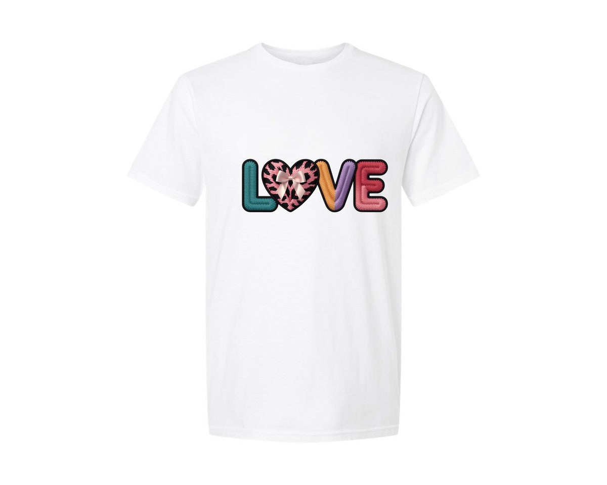 brand:Generic|color:White|Yarn Crochet Love Valentines Love Graphic T-Shirt