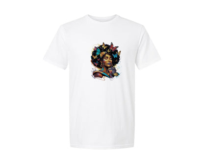 brand:Generic|color:White|Butterfly Black Woman 2 Graphic T-Shirt