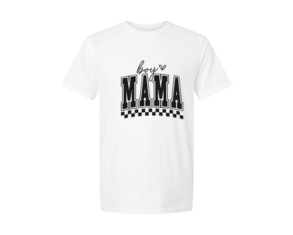 brand:Generic|color:White|Retro Boy Mama Trendy Checkered Boy Graphic T-Shirt