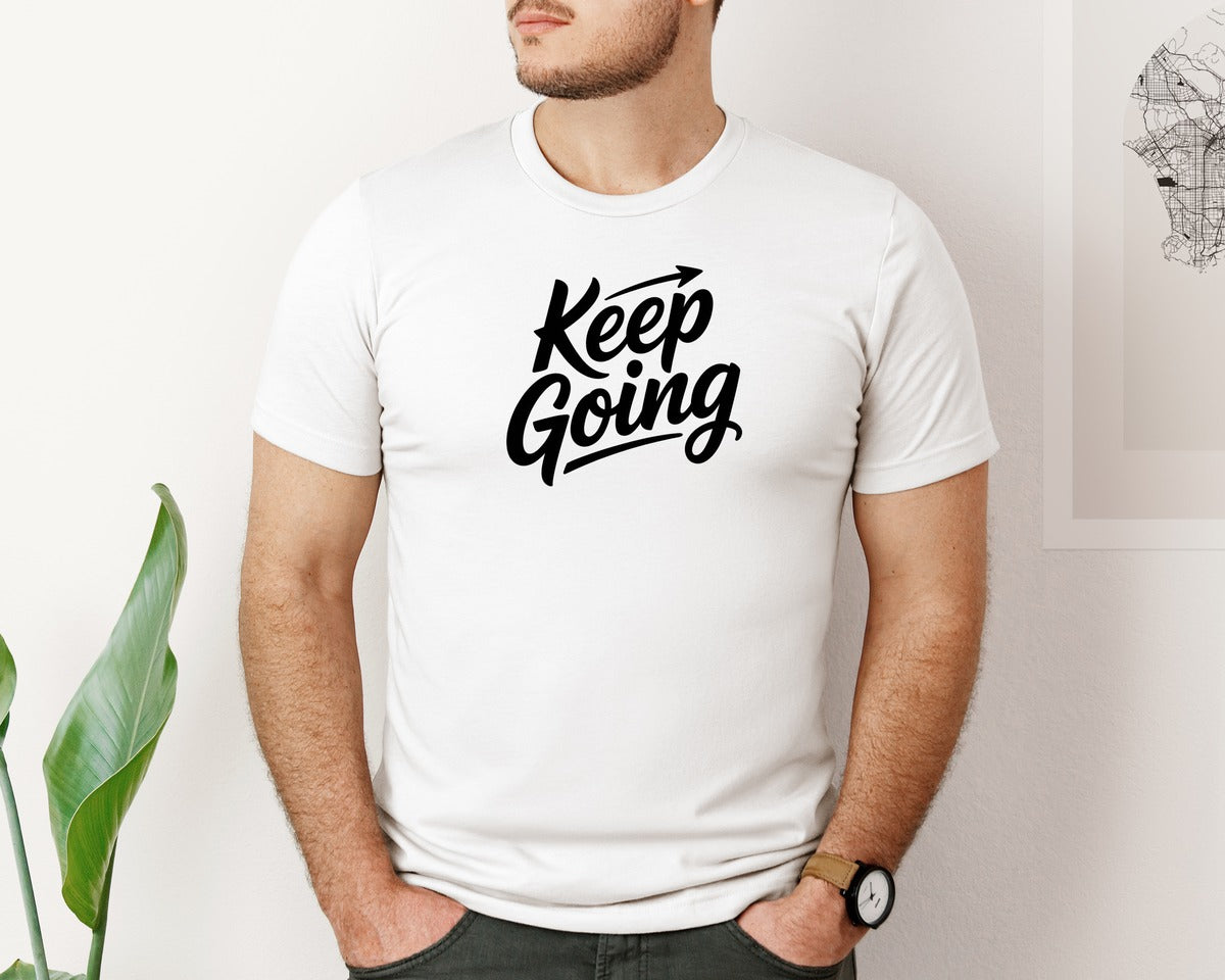 brand:Bella Canvas|color:White|Keep Going Motivational Shirt Graphic T-Shirt