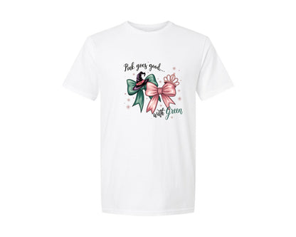 brand:Generic|color:White|Pink Goes Good With Green 4 Graphic T-Shirt