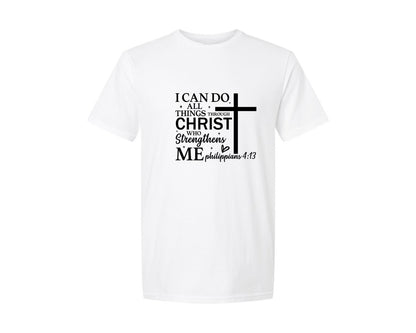 brand:Generic|color:White|I Can Do All Things Through Christ P Graphic T-Shirt