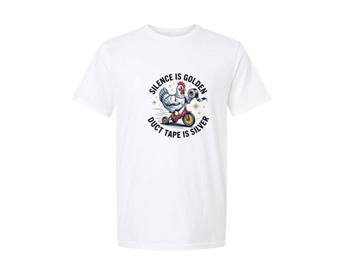 brand:Generic|color:White|Silence Is Golden Duct Tape Is Silver 21 Graphic T-Shirt