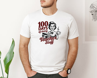 brand:Bella Canvas|color:White|Vintage Funny Teacher Svg100 Days Graphic T-Shirt