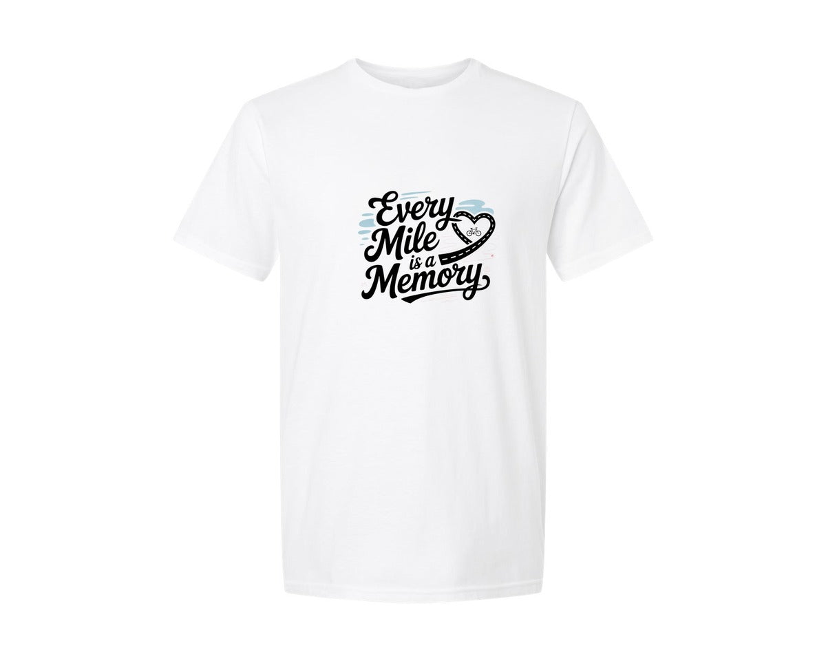 brand:Generic|color:White|Every Mile Is A Memory Cycling Shirt Graphic T-Shirt