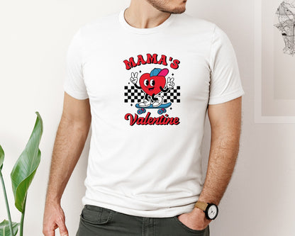 brand:Bella Canvas|color:White|Mamas Valentine Heart Boy Ball Cap Graphic T-Shirt
